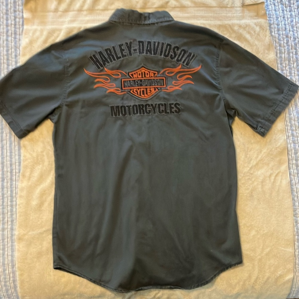 Harley-Davidson Men's Gray Casual Button Down Shirt